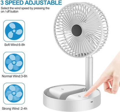 Adjustable Height Powerful Rechargeable Table Fan