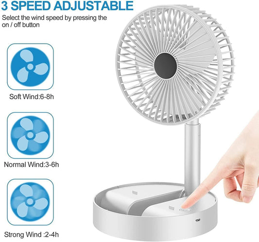 Adjustable Height Powerful Rechargeable Table Fan